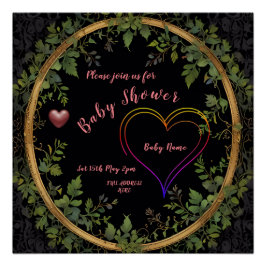 Pôster Coração do chá de fraldas