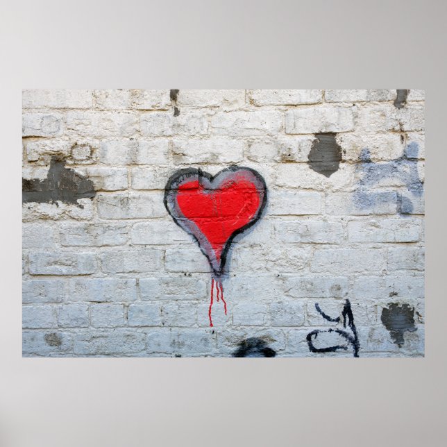 Poster Coração do grafite vermelho (Frente)