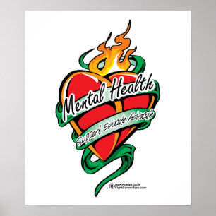 Poster Coração do tatuagem da saúde mental