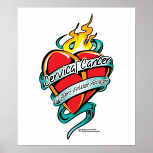 Poster Coração do tatuagem do cancro do colo do útero