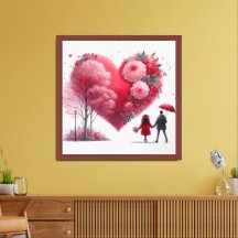 Coração e Flores Vermelhos dias de os namorados