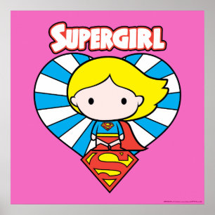 Poster Coração e Logotipo da Supergirl Chibi Starburst