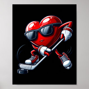 Poster Coração Engraçado Jogando Hóquei Dia dos Namorados