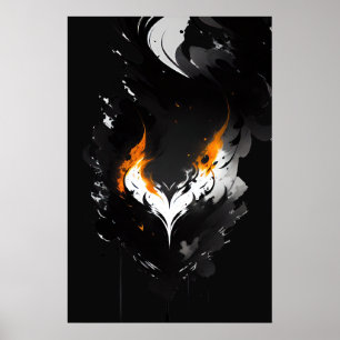 Poster Coração escuro em chamas