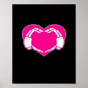 Poster Coração Esqueleto Mãos Namorados Gótico Clássico