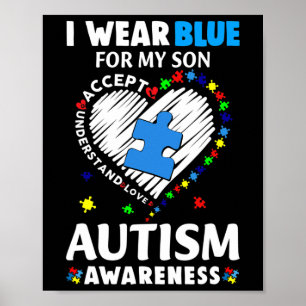 Poster Coração Eu Visto Azul Para O Meu Filho Autismo Mon