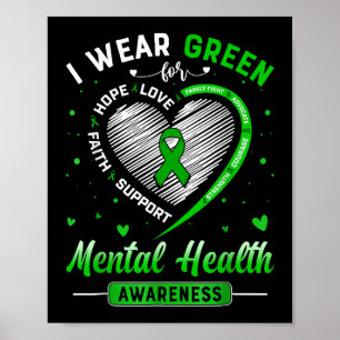 Poster Coração Eu Visto Verde Para Mão Consciência Da Saú