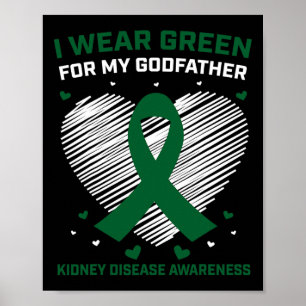 Poster Coração Eu Visto Verde Para Minha Doença Renal Do 