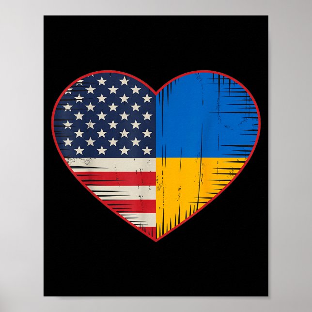 Poster Coração EUA Ucrânia - Dupla Cidadania (Frente)