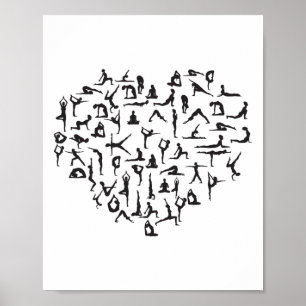 Poster Coração Feito De Posições De Yoga! Um Ótimo Presen