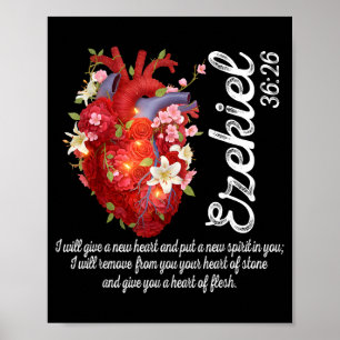 Poster Coração Floral Ezequiel 36_26 Coração De Carne Chr