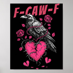 Poster Coração Floral Retro Corvo F-caw-f Anti Dia dos Na