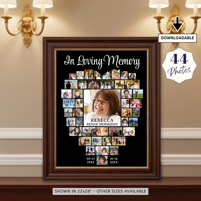 Poster Coração Forma 44 Fotos Funeral Memorial (Criador carregado)