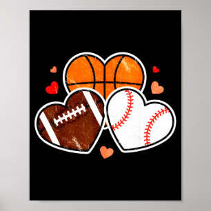 Poster Coração Futebol Basquete Futebol de Associação Dia