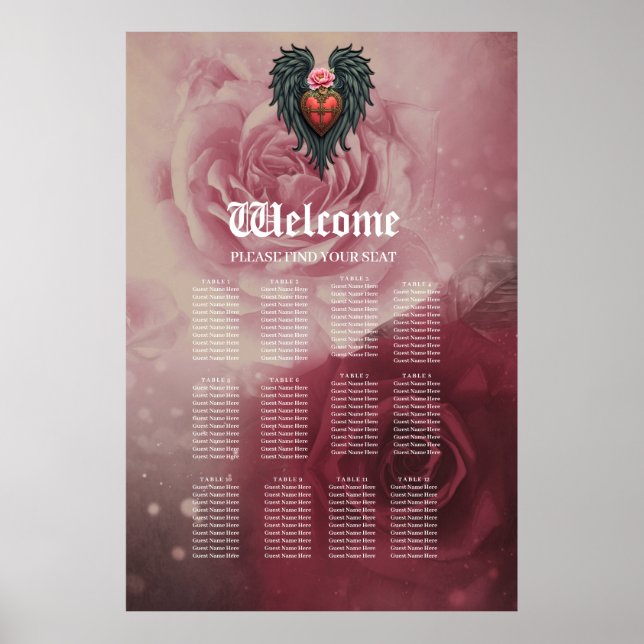 Poster Coração Gótico com Bloom e Asas. (Frente)