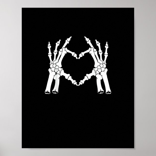Poster Coração - Mão do Esqueleto Halloween (Frente)