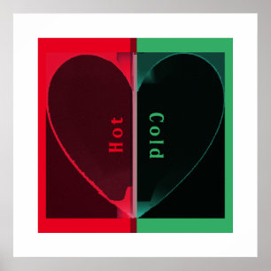 Poster Coração Meio Vermelho Quente e Verde Frio Personal