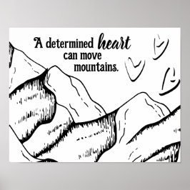 Poster Coração Motivacional Determinado Pode Mover Montan