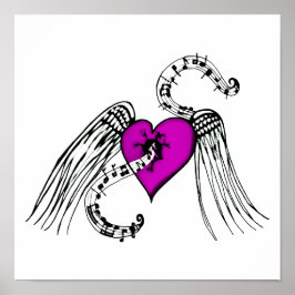Poster Coração Música Rosa