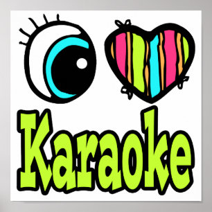 Pôster Coração Olho Brilhante Eu Adoro Karaoke