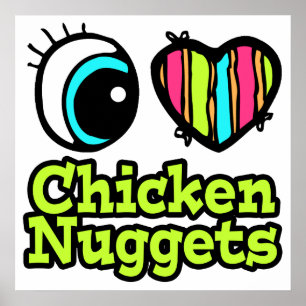 Pôster Coração Olho Brilhante Eu Adoro Nuggets De Frang
