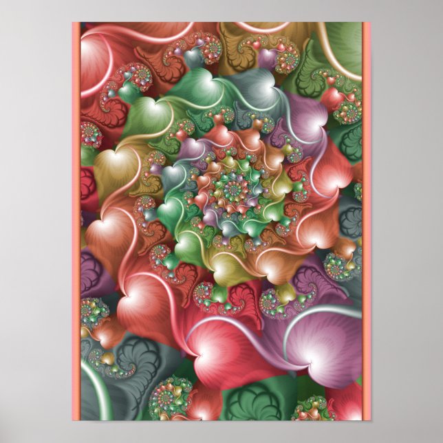 Poster Coração Pastel em Espiral (Frente)