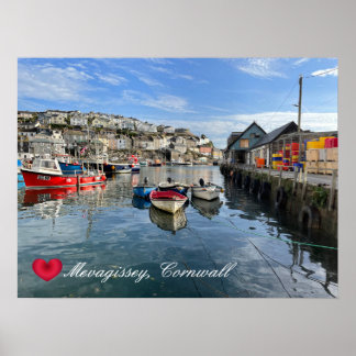 Poster Coração Personalizado Mevagissey Peixe Desembarque