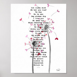 Poster Coração presente amor arte Pusteblume boda