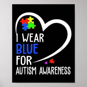 Poster Coração que Uso Azul Para Conscientização do Autis