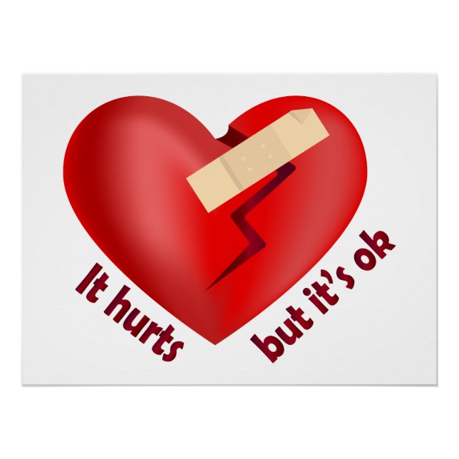 Pôster Coração quebrado curado com correção e citação de  (Frente)