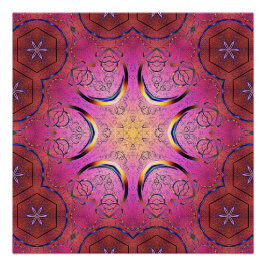 Pôster Coração Radiante Caleidoscópio