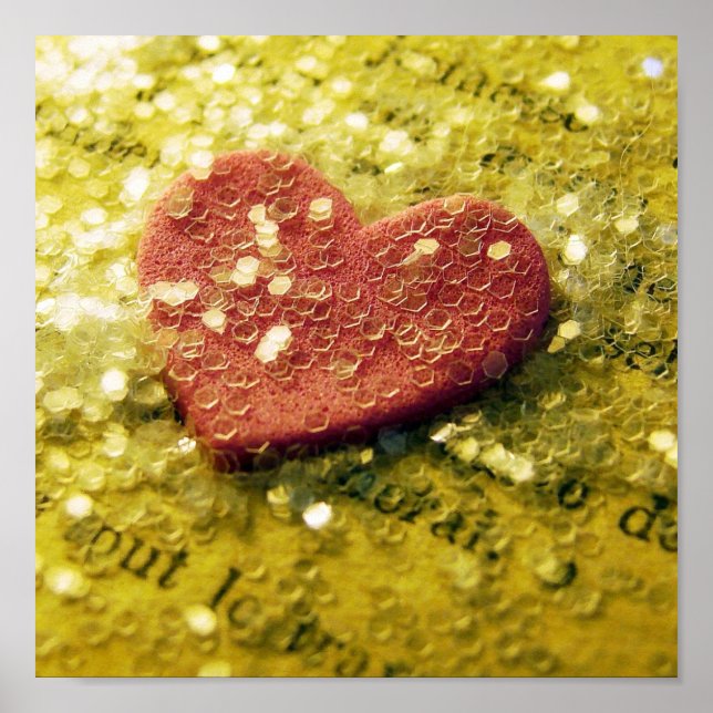 Poster Coração rosa e brilho (Frente)