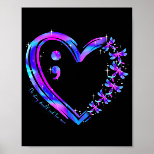 Poster Coração Roxo Azul Turquesa de Conscientização da P