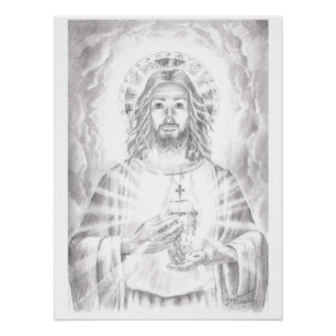 Pôster Coração Sagrado de Jesus, Desenhado por Jenny McLa
