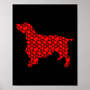Poster Coração Silhueta Cute de Cachorro Espanhol Inglês