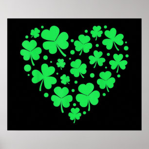 Poster Coração Sortudo Trevo Irlandês