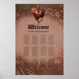 Poster Coração Steampunk com Flores