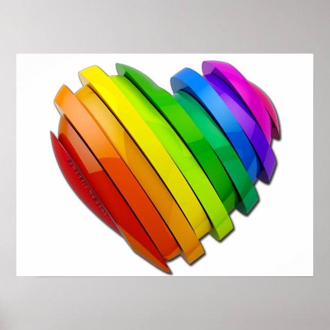 Poster Coração tridimensional escultural do SlipperyJoe b (Frente)