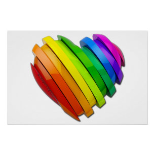 Pôster Coração tridimensional escultural do SlipperyJoe b