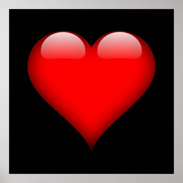 Poster Coração Vermelho Amor Casamento Moderno (Frente)