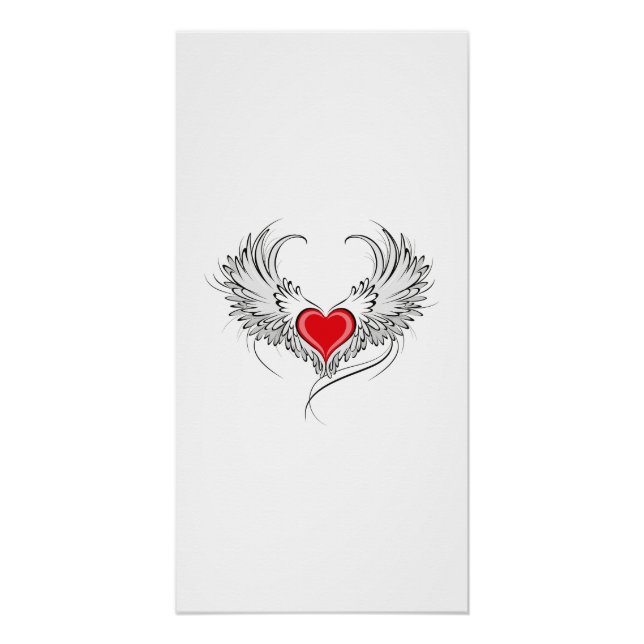 Pôster Coração Vermelho Anjo com asas (Frente)