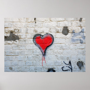 Poster Coração vermelho dos grafites