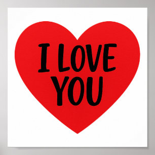 Poster Coração Vermelho “EU TE AMO” – Design Minimalista