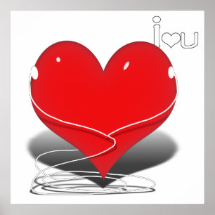 Poster Coração Vermelho iHeart com texto "I população U"