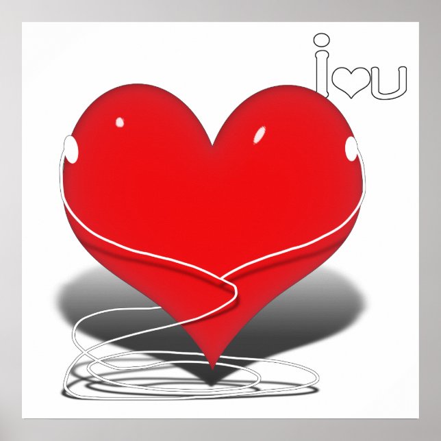 Poster Coração Vermelho iHeart com texto "I população U" (Frente)