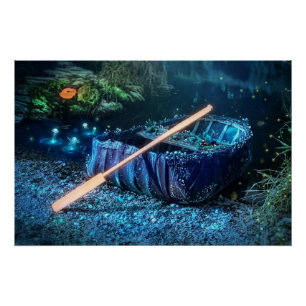 Pôster Coracle Galês Enfeitiçado - Arte Bioluminosa