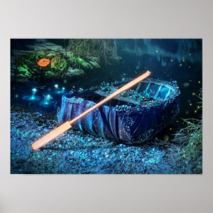 Poster Coracle Galês Enfeitiçado - Arte Bioluminosa