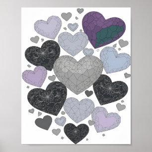 Poster Corações cinzas divertidos de amor Design de Sloga