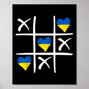 Poster Corações Coloridos da Bandeira Ucraniana