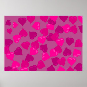 Poster Corações cor-de-rosa